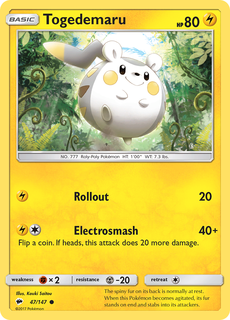 Togedemaru (47/147) [Sun & Moon: Burning Shadows] | Shuffle n Cut Hobbies & Games