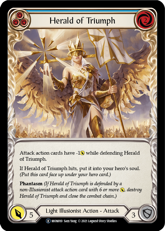 Herald of Triumph (Blue) (Rainbow Foil) [U-MON010-RF] Unlimited Edition Rainbow Foil | Shuffle n Cut Hobbies & Games