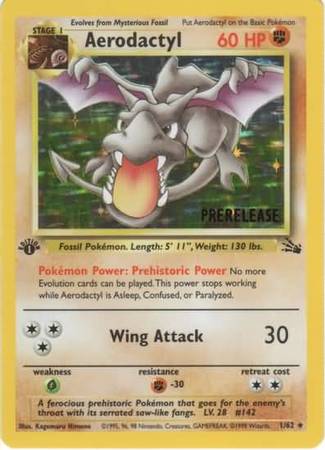 Aerodactyl (1/62) (Prerelease Promo) [Fossil 1st Edition] | Shuffle n Cut Hobbies & Games