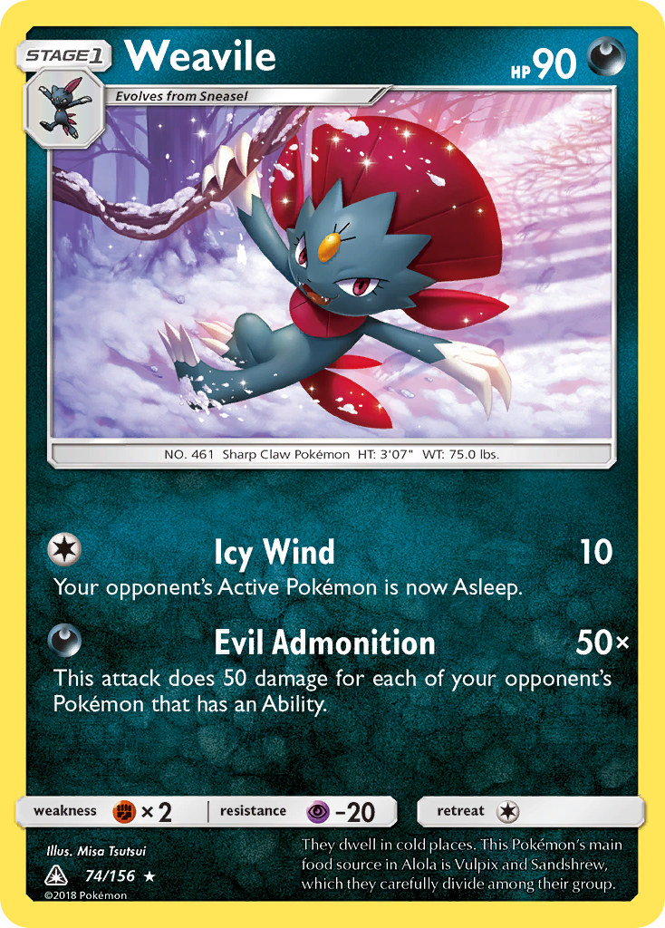 Weavile (74/156) [Sun & Moon: Ultra Prism] | Shuffle n Cut Hobbies & Games