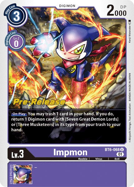 Impmon [BT6-068] [Double Diamond Pre-Release Cards] | Shuffle n Cut Hobbies & Games