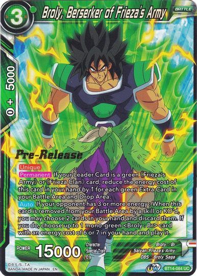 Broly, Berserker of Frieza's Army (BT14-084) [Cross Spirits Prerelease Promos] | Shuffle n Cut Hobbies & Games