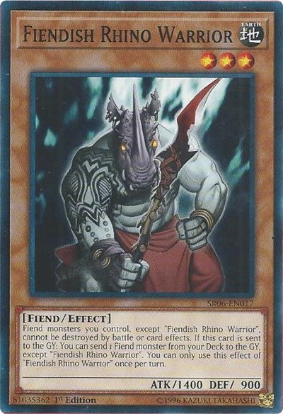 Fiendish Rhino Warrior [SR06-EN017] Common | Shuffle n Cut Hobbies & Games