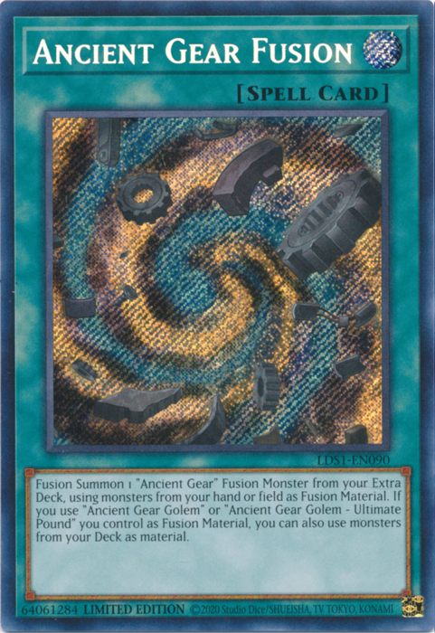 Ancient Gear Fusion [LDS1-EN090] Secret Rare | Shuffle n Cut Hobbies & Games