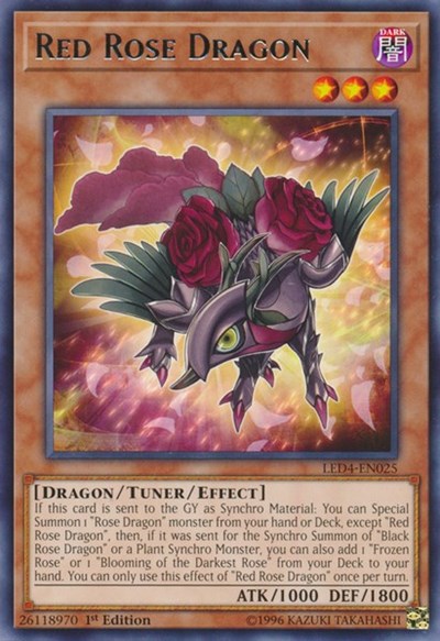 Red Rose Dragon [LED4-EN025] Rare | Shuffle n Cut Hobbies & Games