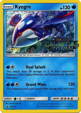 Kyogre (SM129) (Staff Prerelease Promo) [Sun & Moon: Black Star Promos] | Shuffle n Cut Hobbies & Games