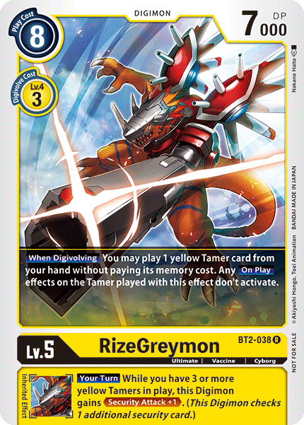 RizeGreymon [BT2-038] (Tournament Pack) [Release Special Booster Ver.1.5 Promos] | Shuffle n Cut Hobbies & Games