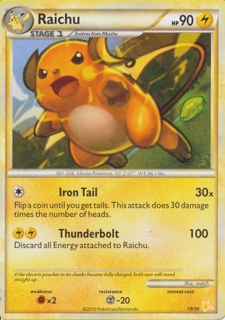 Raichu (19/30) [HeartGold & SoulSilver: Trainer Kit - Raichu] | Shuffle n Cut Hobbies & Games