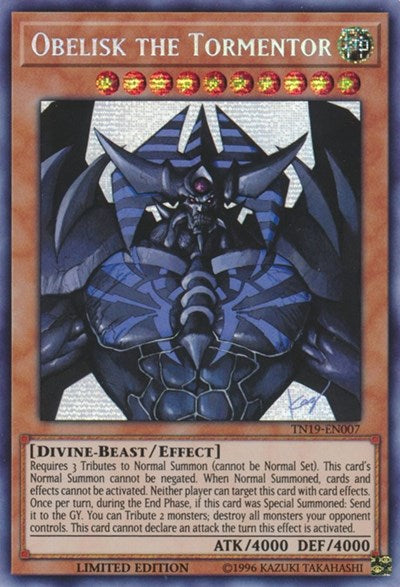 Obelisk the Tormentor [TN19-EN007] Prismatic Secret Rare | Shuffle n Cut Hobbies & Games