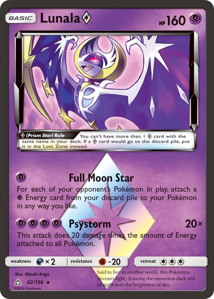 Lunala (62/156) (Prism Star) [Sun & Moon: Ultra Prism] | Shuffle n Cut Hobbies & Games