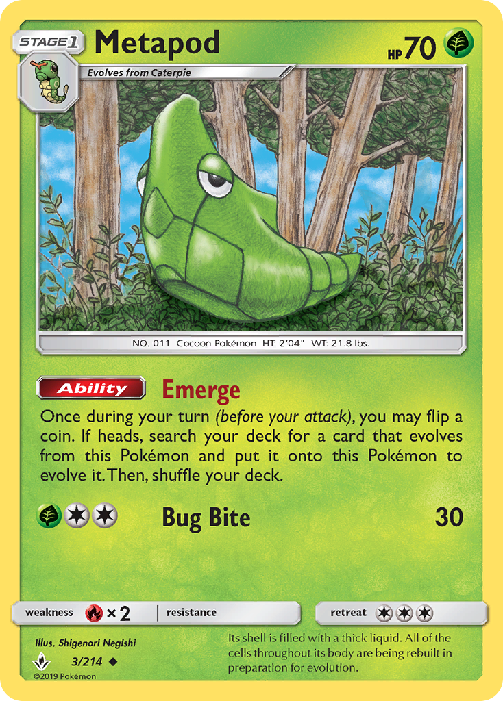 Metapod (3/214) [Sun & Moon: Unbroken Bonds] | Shuffle n Cut Hobbies & Games