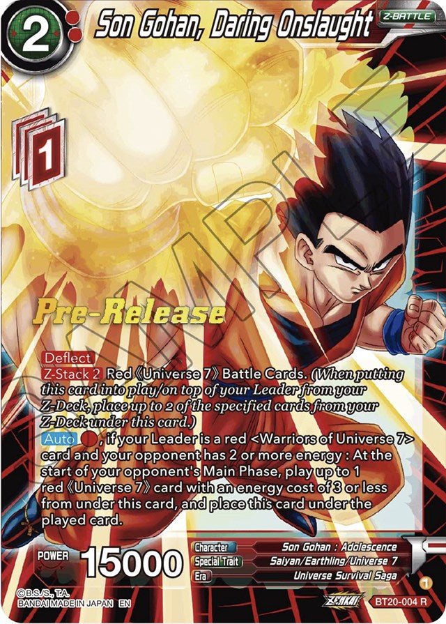 Son Gohan, Daring Onslaught (BT20-004) [Power Absorbed Prerelease Promos] | Shuffle n Cut Hobbies & Games