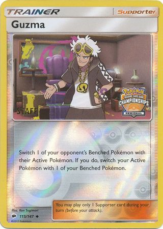 Guzma (115/147) (League Promo) (Staff) [Sun & Moon: Burning Shadows] | Shuffle n Cut Hobbies & Games