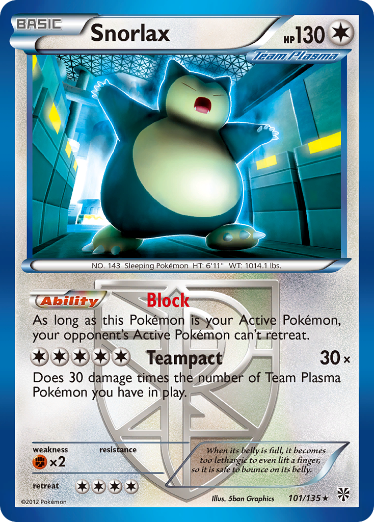 Snorlax (101/135) [Black & White: Plasma Storm] | Shuffle n Cut Hobbies & Games