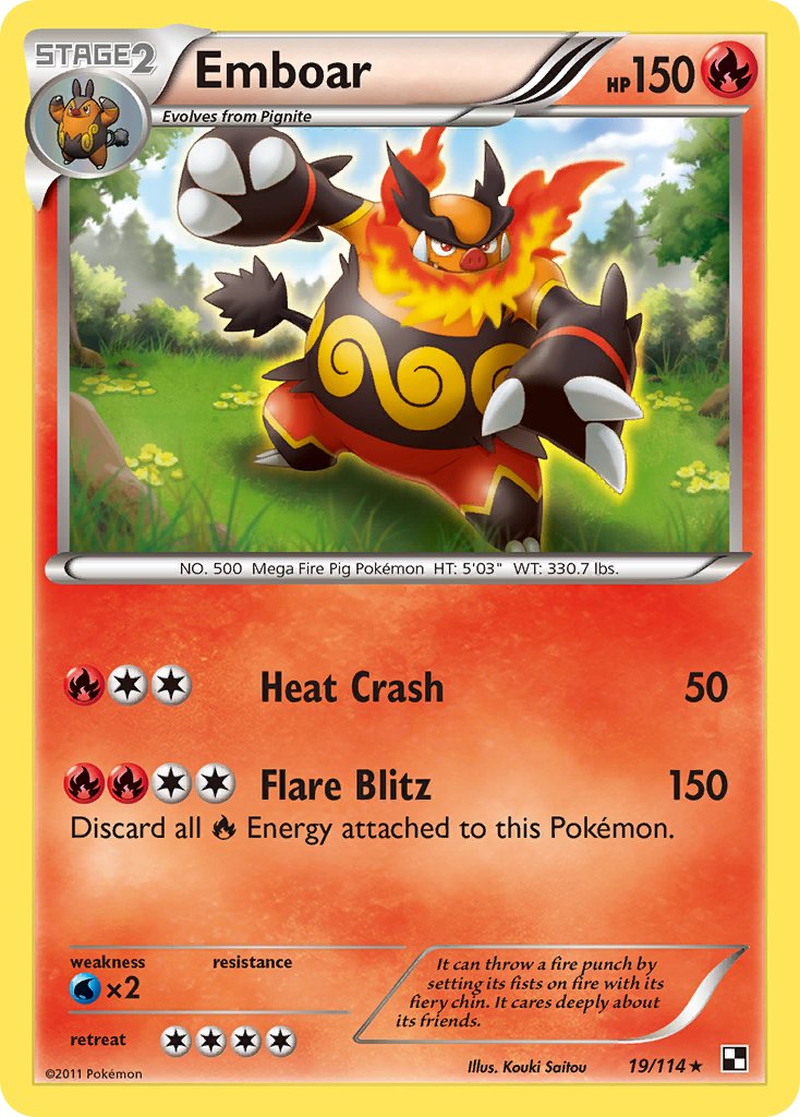 Emboar (19/114) (Cracked Ice Holo) (Theme Deck Exclusive) [Black & White: Base Set] | Shuffle n Cut Hobbies & Games