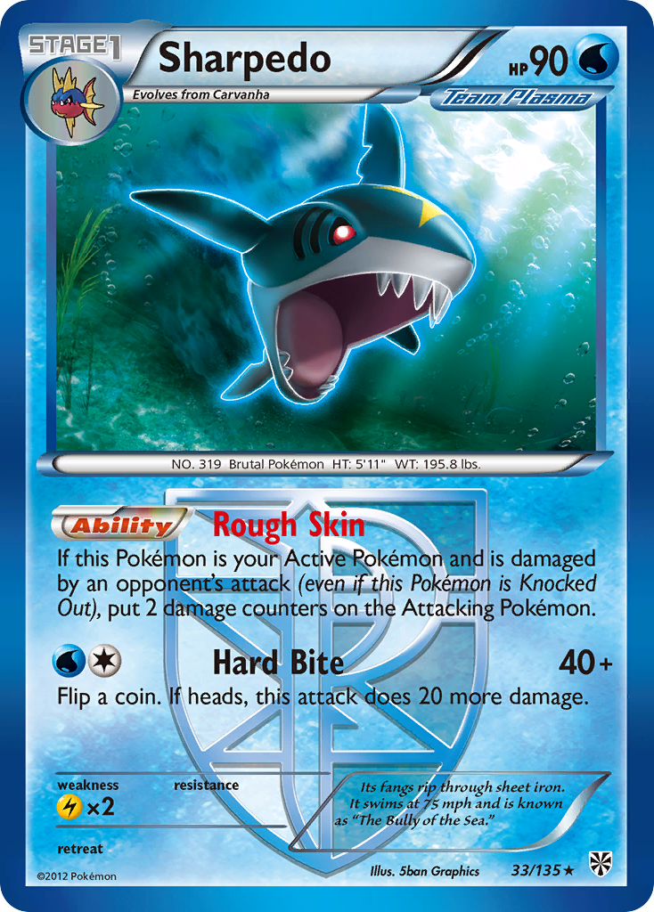 Sharpedo (33/135) [Black & White: Plasma Storm] | Shuffle n Cut Hobbies & Games