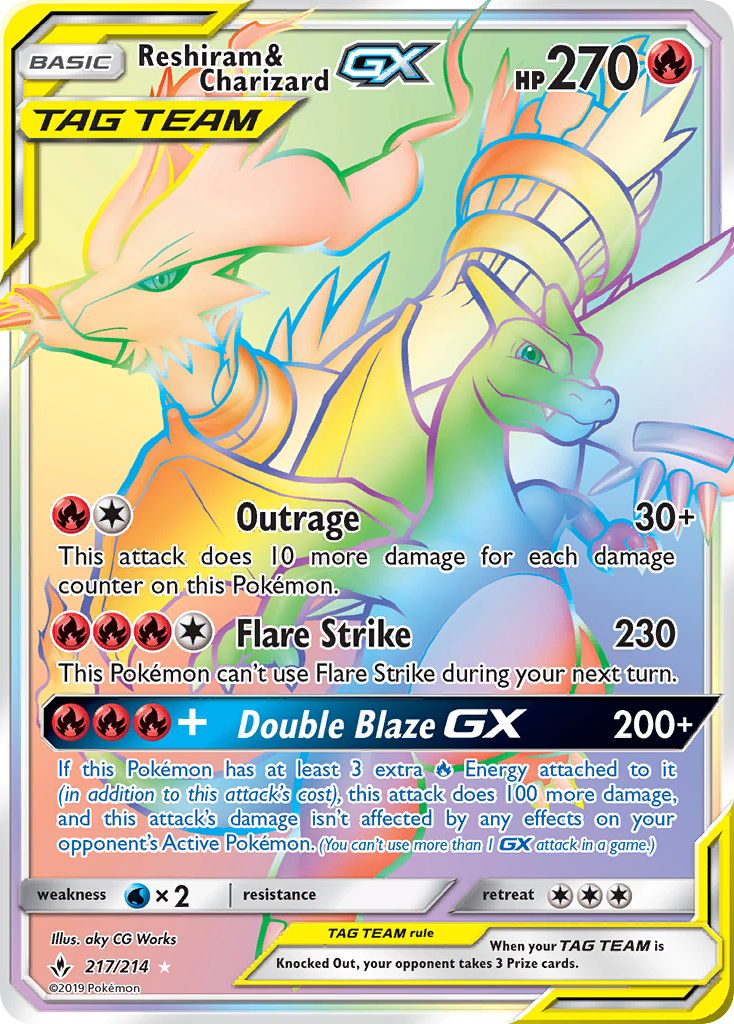 Reshiram & Charizard GX (217/214) [Sun & Moon: Unbroken Bonds] | Shuffle n Cut Hobbies & Games