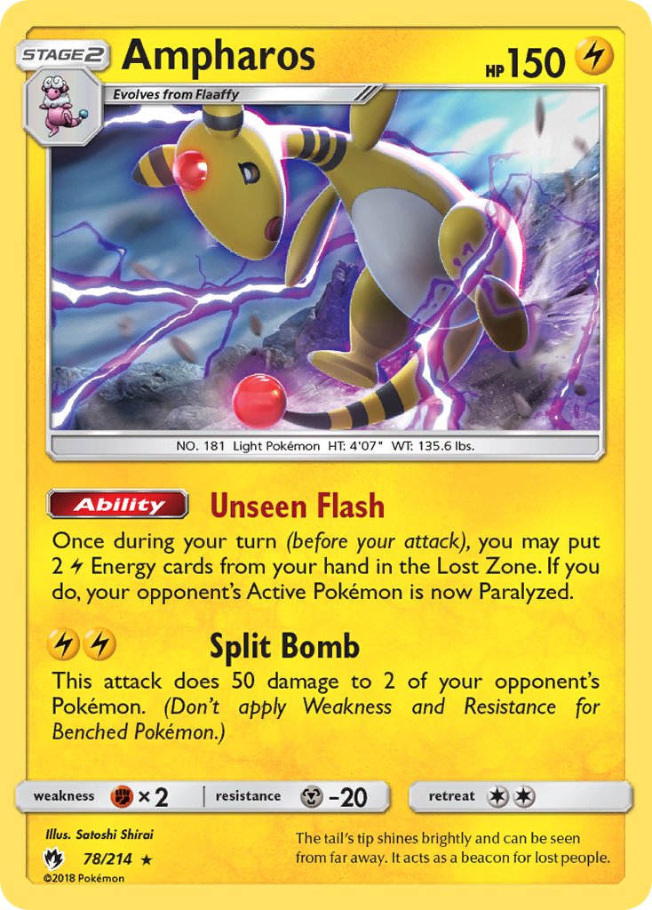 Ampharos (78/214) (Theme Deck Exclusive) [Sun & Moon: Lost Thunder] | Shuffle n Cut Hobbies & Games