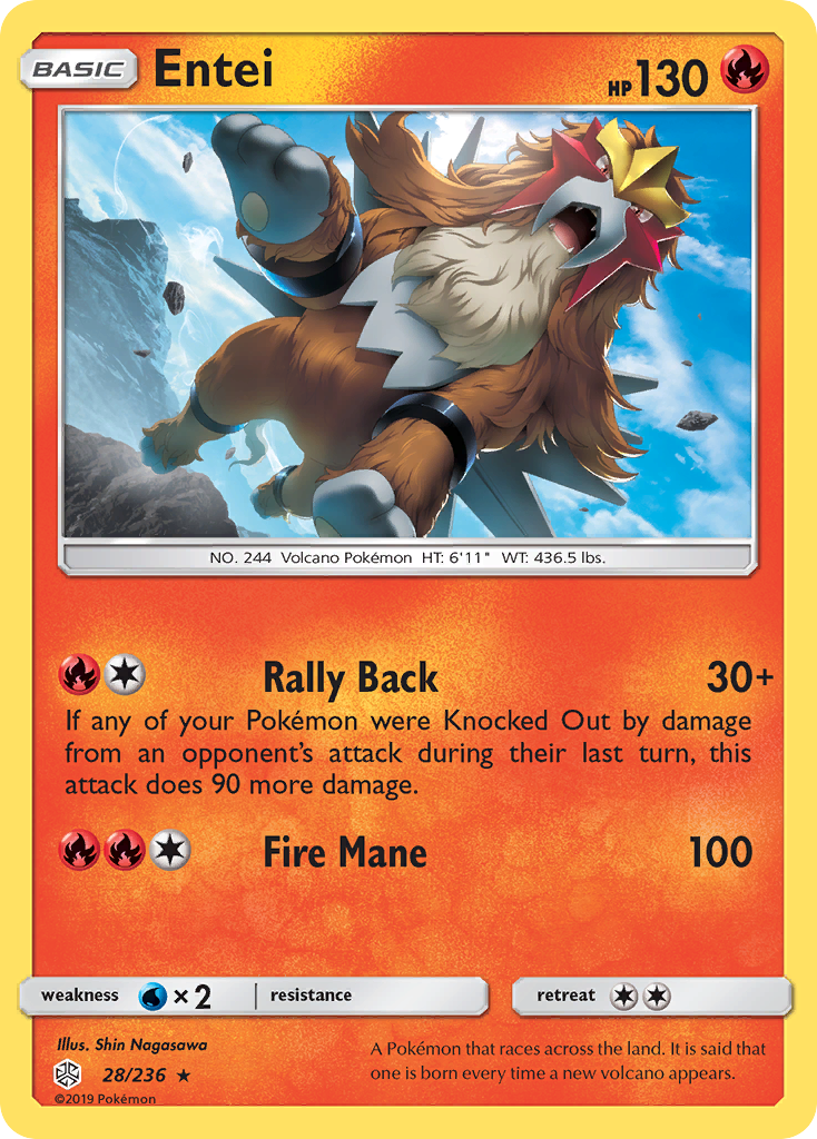 Entei (28/236) [Sun & Moon: Cosmic Eclipse] | Shuffle n Cut Hobbies & Games