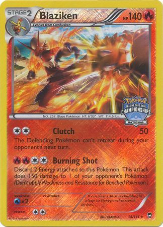 Blaziken (14/111) (National Championship Promo) [XY: Furious Fists] | Shuffle n Cut Hobbies & Games