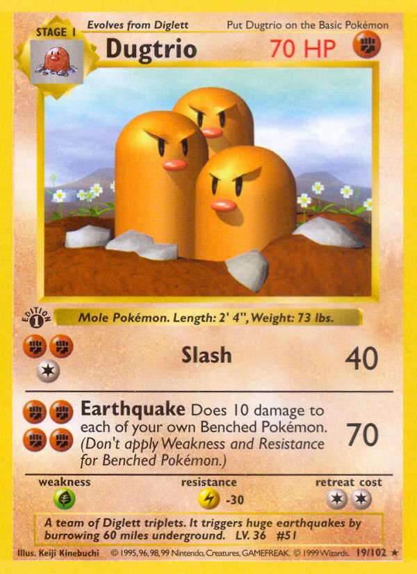 Dugtrio (19/102) (Shadowless) [Base Set 1st Edition] | Shuffle n Cut Hobbies & Games