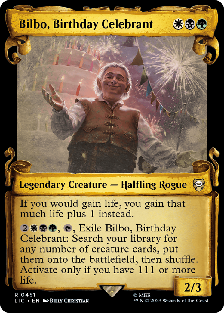 Bilbo, Birthday Celebrant [The Lord of the Rings: Tales of Middle-Earth Commander Showcase Scrolls] | Shuffle n Cut Hobbies & Games