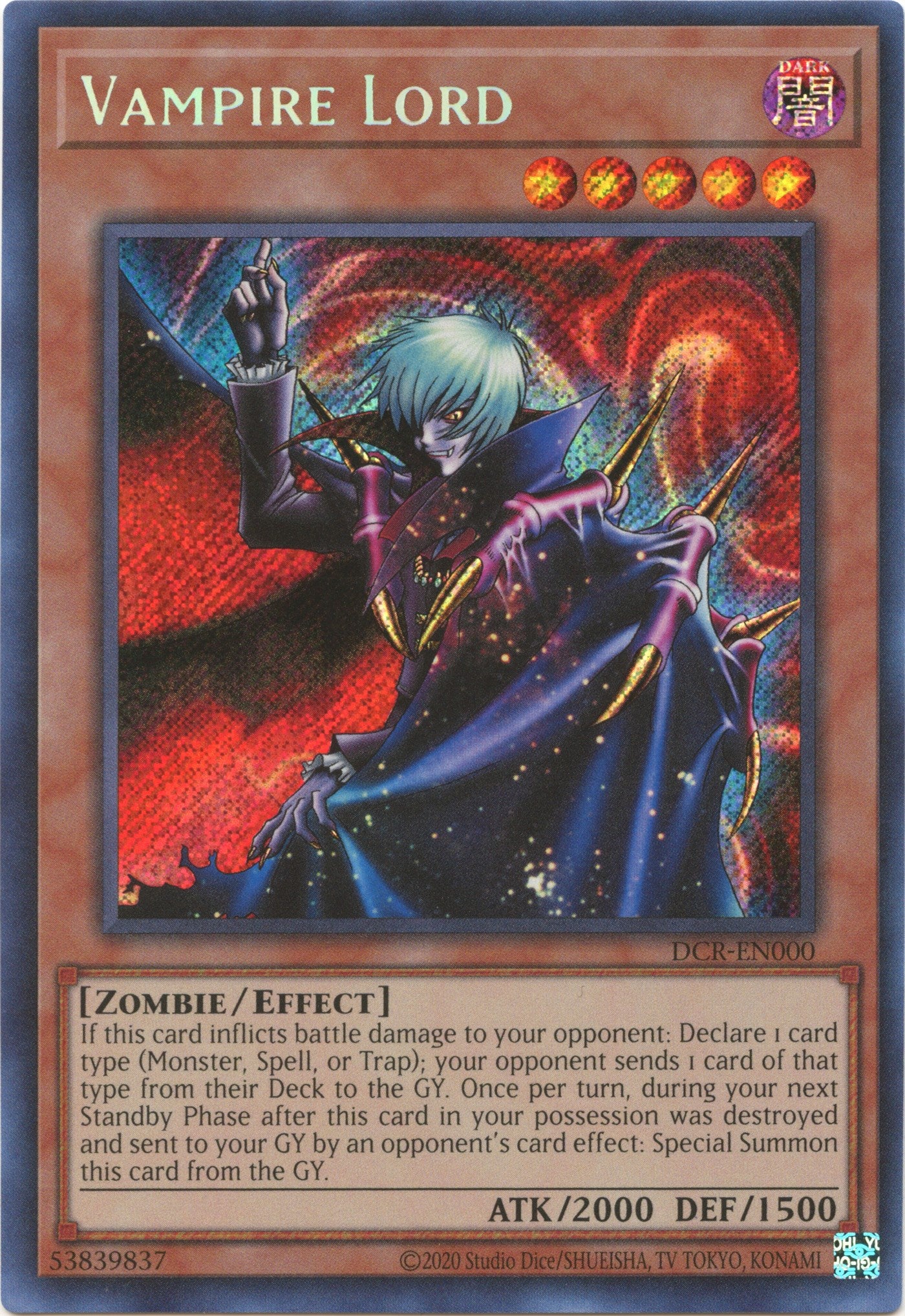 Vampire Lord (25th Anniversary) [DCR-EN000] Secret Rare | Shuffle n Cut Hobbies & Games