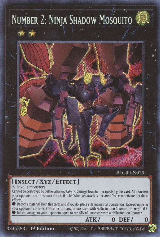 Number 2: Ninja Shadow Mosquito [BLCR-EN029] Secret Rare | Shuffle n Cut Hobbies & Games