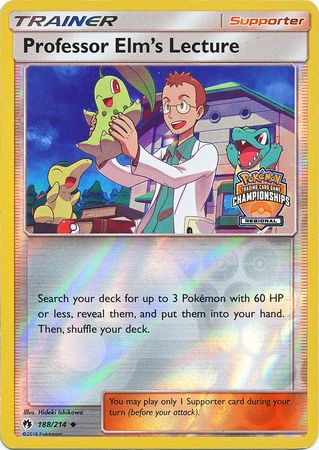 Professor Elm's Lecture (188/214) (Regional Championship Promo) [Sun & Moon: Lost Thunder] | Shuffle n Cut Hobbies & Games