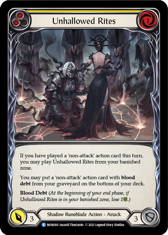 Unhallowed Rites (Yellow) (Rainbow Foil) [MON160-RF] 1st Edition Rainbow Foil | Shuffle n Cut Hobbies & Games