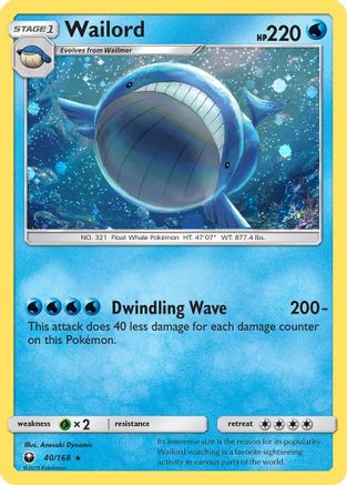 Wailord (40/168) (Cosmos Holo) [Sun & Moon: Celestial Storm] | Shuffle n Cut Hobbies & Games