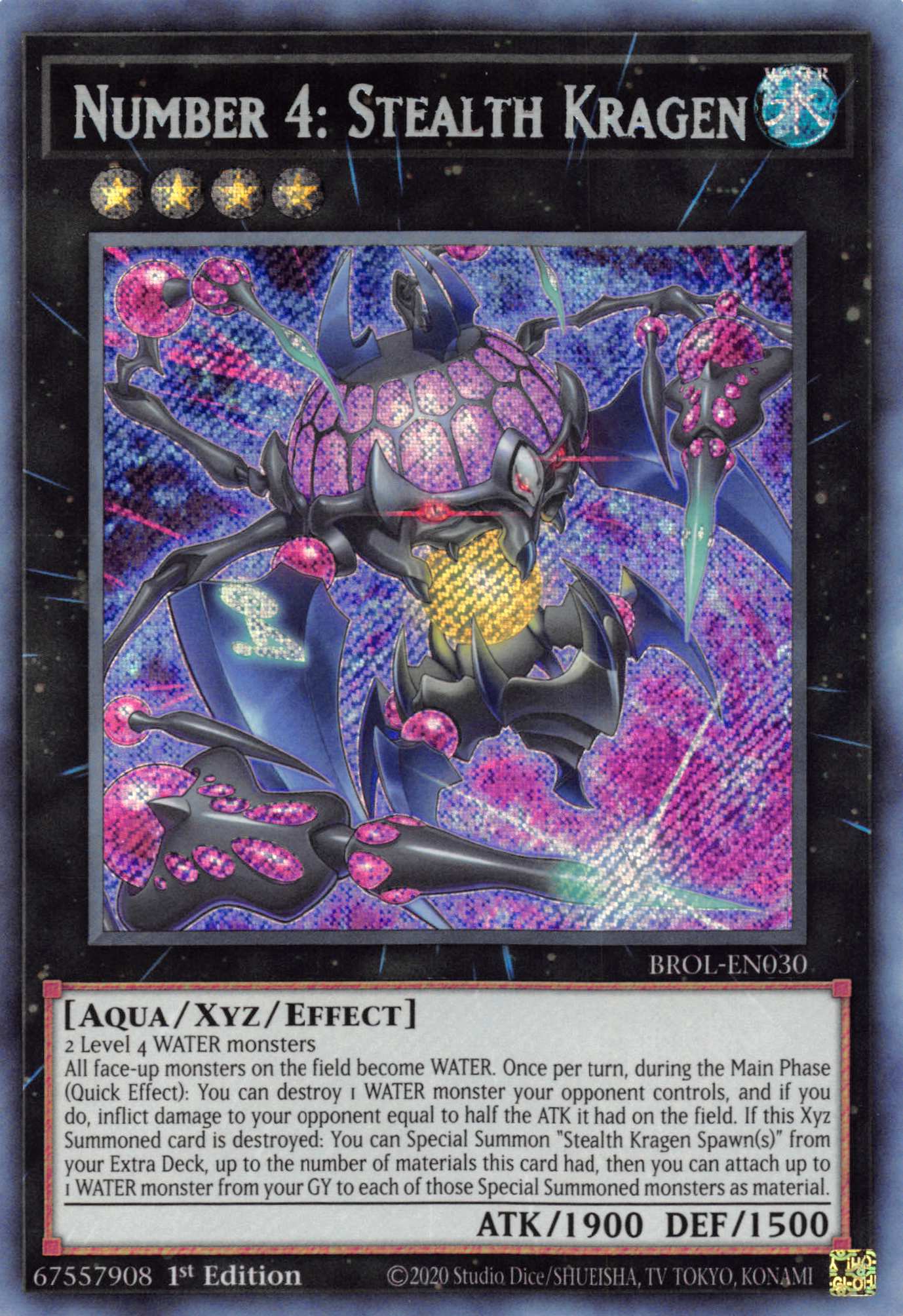 Number 4: Stealth Kragen [BROL-EN030] Secret Rare | Shuffle n Cut Hobbies & Games