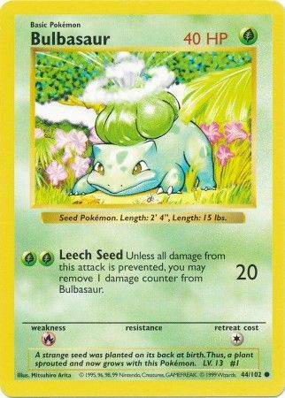 Bulbasaur (44/102) [Base Set Shadowless Unlimited] | Shuffle n Cut Hobbies & Games