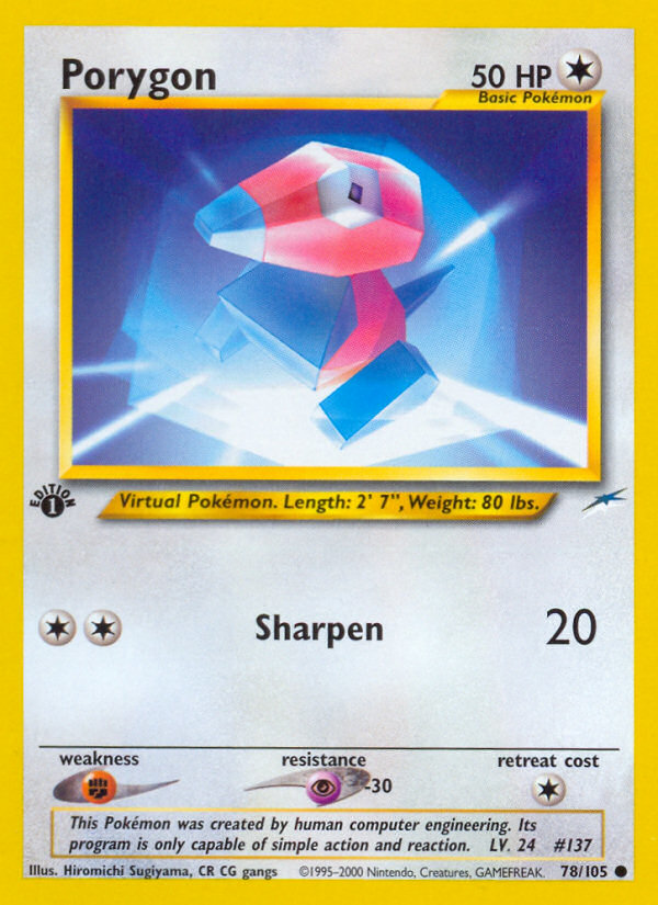 Porygon (78/105) [Neo Destiny 1st Edition] | Shuffle n Cut Hobbies & Games