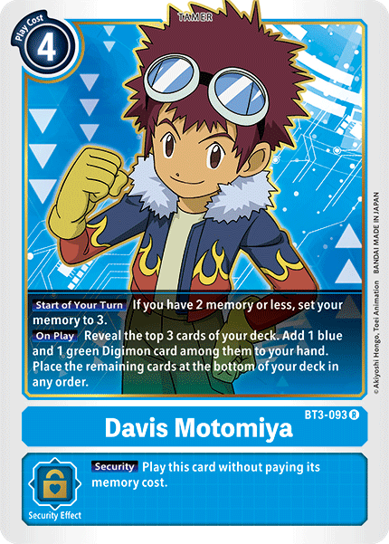 Davis Motomiya [BT3-093] [Release Special Booster Ver.1.5] | Shuffle n Cut Hobbies & Games