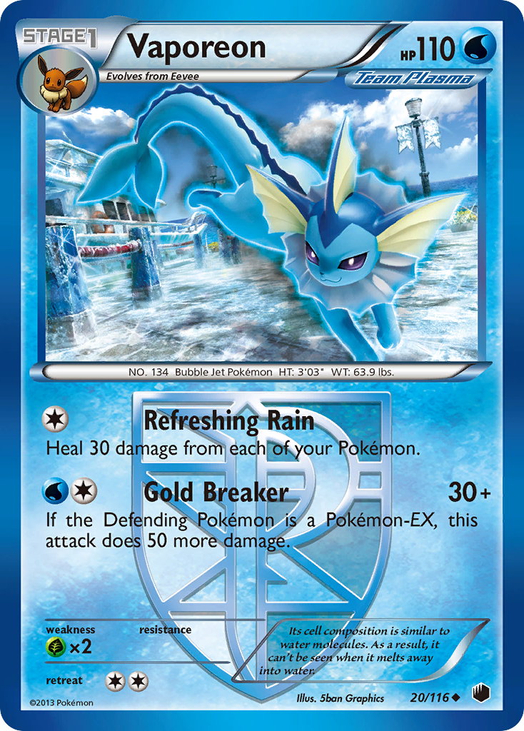 Vaporeon (20/116) [Black & White: Plasma Freeze] | Shuffle n Cut Hobbies & Games