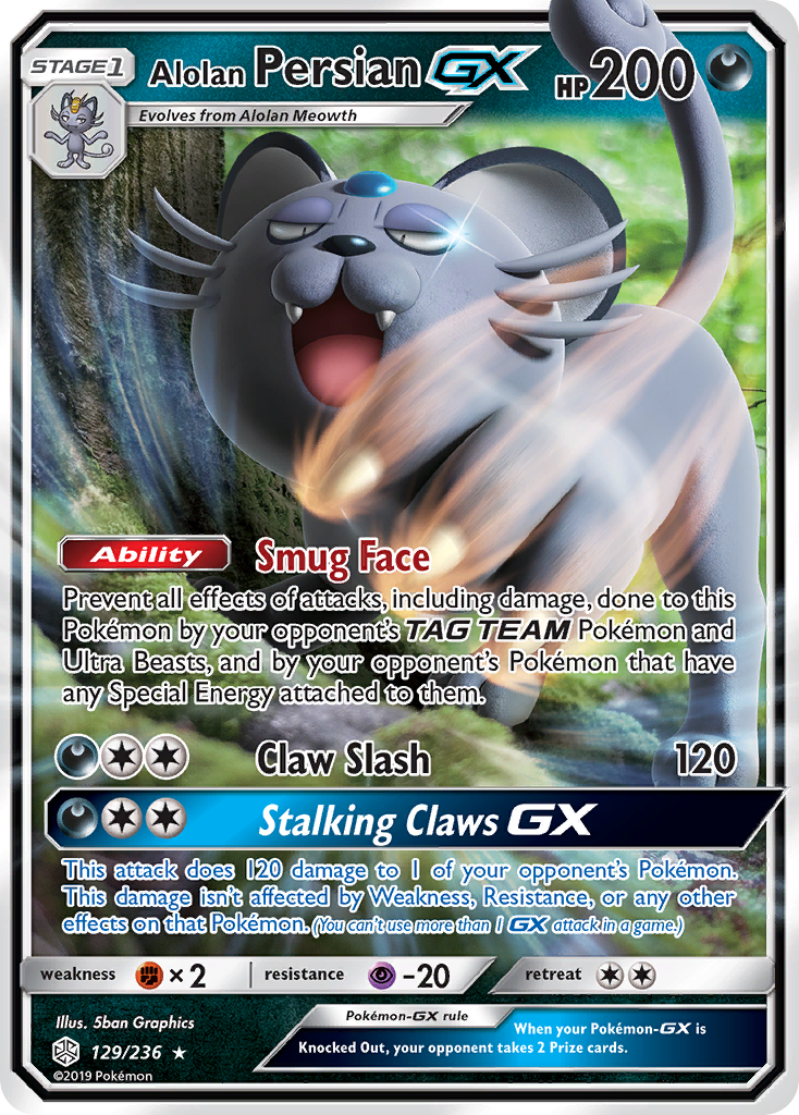 Alolan Persian GX (129/236) [Sun & Moon: Cosmic Eclipse] | Shuffle n Cut Hobbies & Games