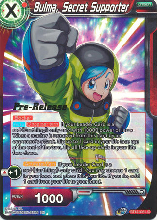 Bulma, Secret Supporter (BT12-003) [Vicious Rejuvenation Prerelease Promos] | Shuffle n Cut Hobbies & Games