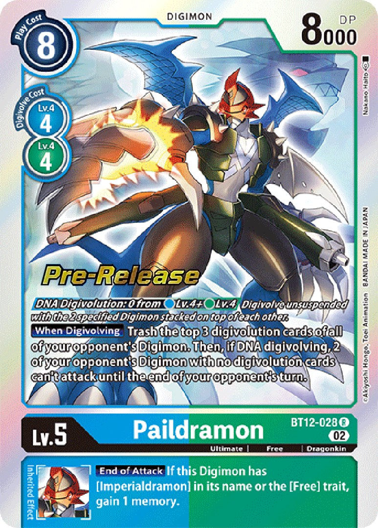 Paildramon [BT12-028] [Across Time Pre-Release Cards] | Shuffle n Cut Hobbies & Games