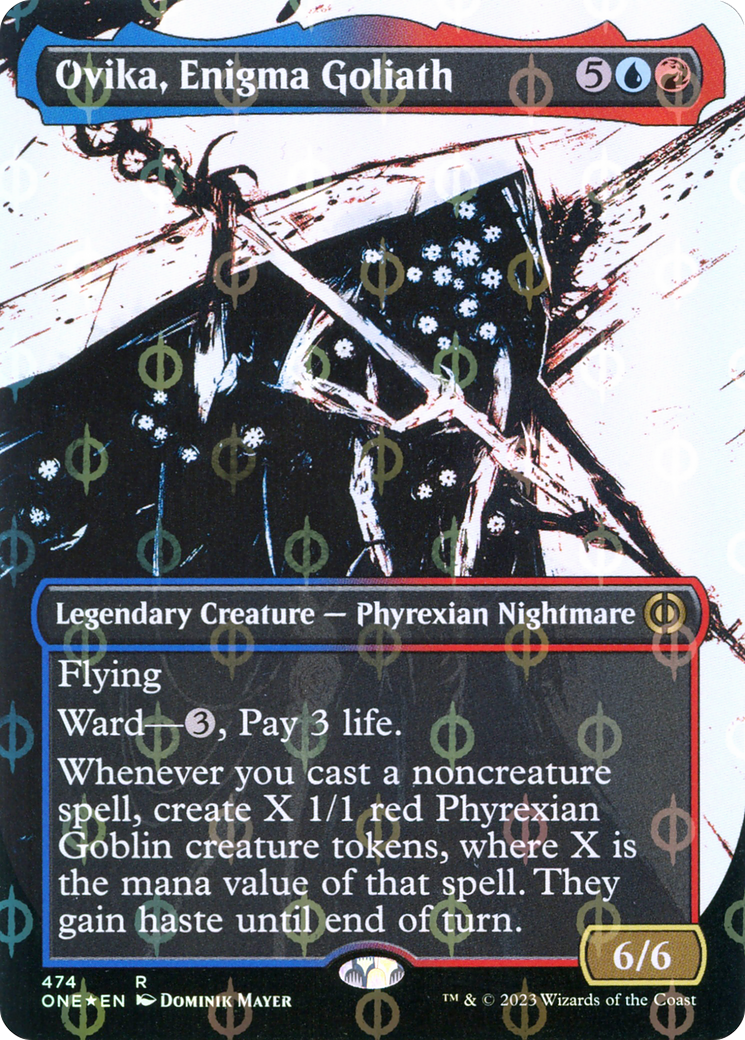 Ovika, Enigma Goliath (Borderless Ichor Step-and-Compleat Foil) [Phyrexia: All Will Be One] | Shuffle n Cut Hobbies & Games