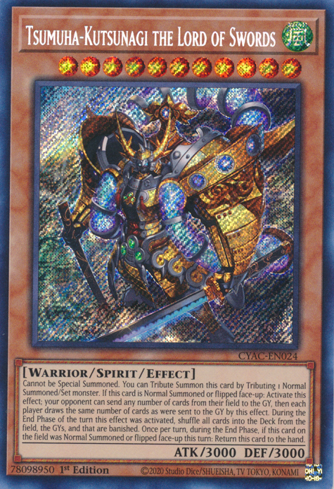 Tsumuha-Kutsunagi the Lord of Swords [CYAC-EN024] Secret Rare | Shuffle n Cut Hobbies & Games