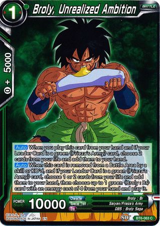 Broly, Unrealized Ambition [BT6-063] | Shuffle n Cut Hobbies & Games