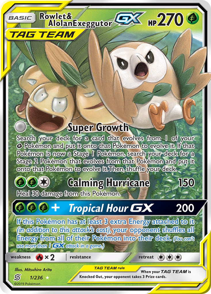 Rowlet & Alolan Exeggutor GX (1/236) [Sun & Moon: Unified Minds] | Shuffle n Cut Hobbies & Games