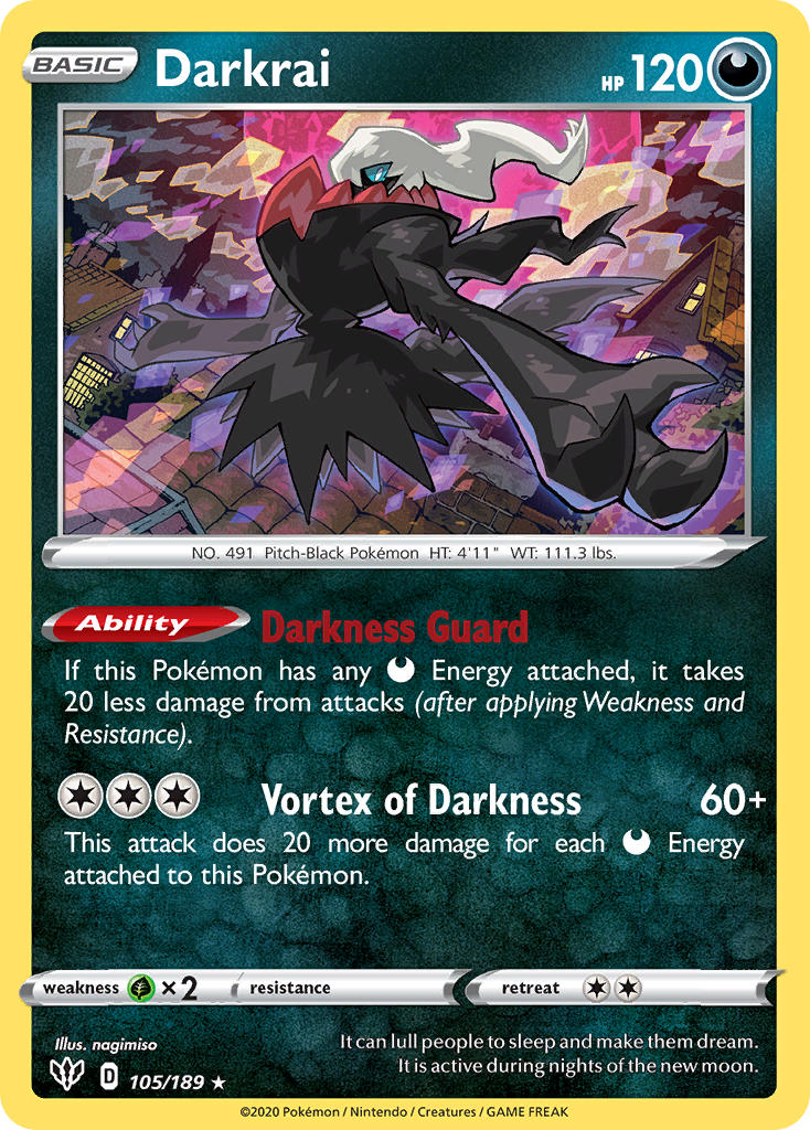 Darkrai (105/189) (Theme Deck Exclusive) [Sword & Shield: Darkness Ablaze] | Shuffle n Cut Hobbies & Games