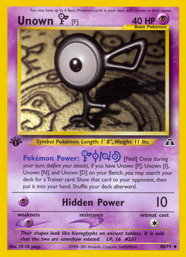 Unown [F] (48/75) [Neo Discovery 1st Edition] | Shuffle n Cut Hobbies & Games