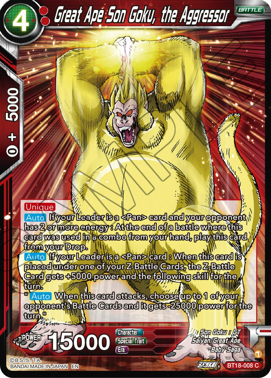 Great Ape Son Goku, the Aggressor (BT18-008) [Dawn of the Z-Legends] | Shuffle n Cut Hobbies & Games