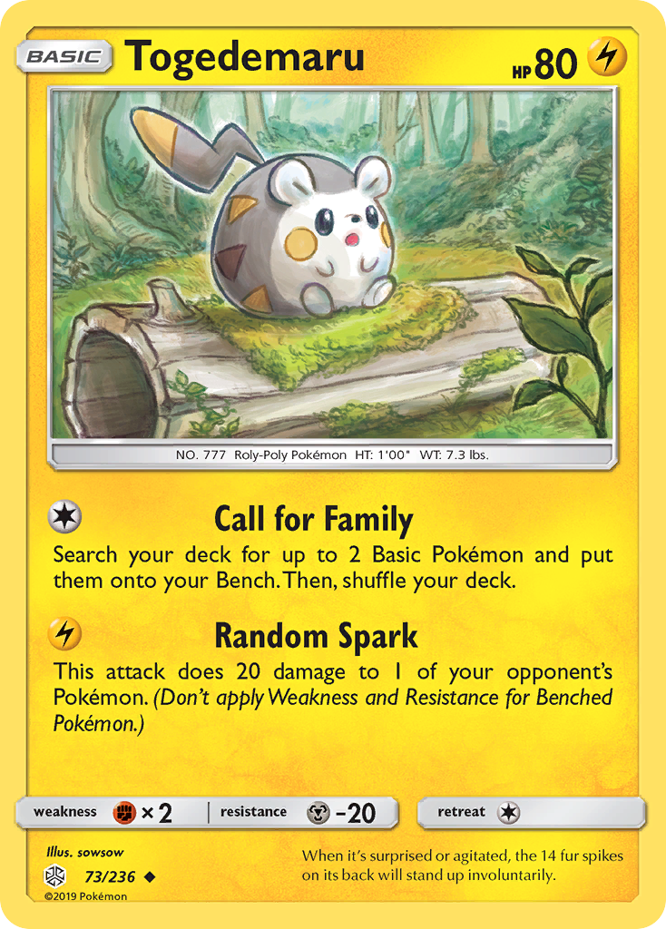 Togedemaru (73/236) [Sun & Moon: Cosmic Eclipse] | Shuffle n Cut Hobbies & Games