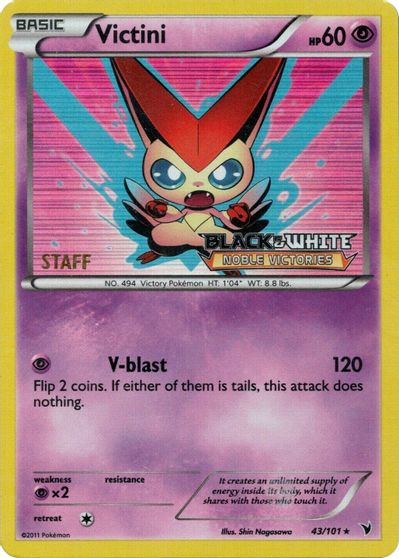 Victini (43/101) (Staff Prerelease Promo) [Black & White: Black Star Promos] | Shuffle n Cut Hobbies & Games