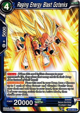 Raging Energy Blast Gotenks [BT4-034] | Shuffle n Cut Hobbies & Games