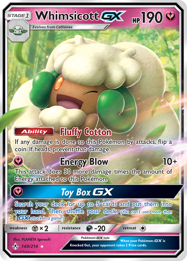 Whimsicott GX (140/214) [Sun & Moon: Unbroken Bonds] | Shuffle n Cut Hobbies & Games